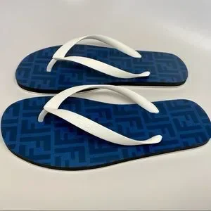 FENDI FF Zucca Logo Navy Blue White Beach Swim Pool Street Flip-flop Sandals NWT Fendi | Shoes | Fendi Ff Zucca Logo Navy Blue White Beach  main image 2